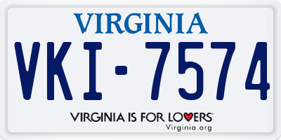 VA license plate VKI7574