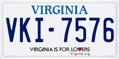 VA license plate VKI7576
