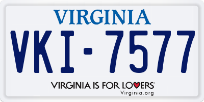VA license plate VKI7577