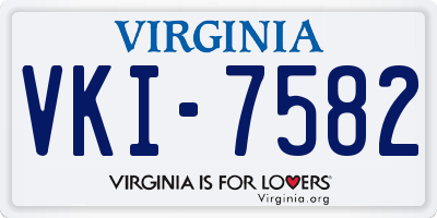 VA license plate VKI7582
