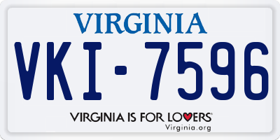 VA license plate VKI7596