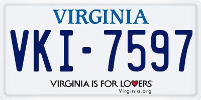 VA license plate VKI7597