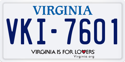 VA license plate VKI7601