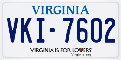 VA license plate VKI7602