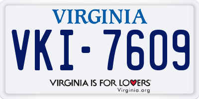 VA license plate VKI7609