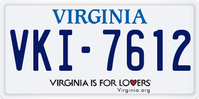VA license plate VKI7612