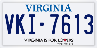 VA license plate VKI7613