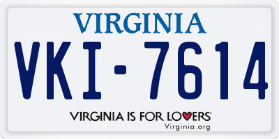 VA license plate VKI7614