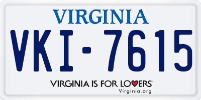 VA license plate VKI7615