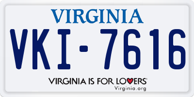 VA license plate VKI7616