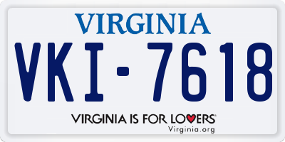 VA license plate VKI7618