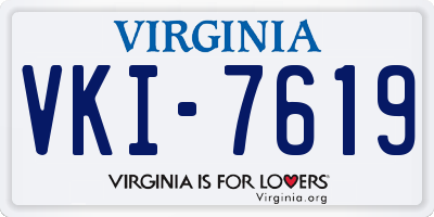 VA license plate VKI7619