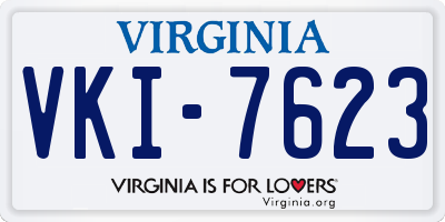 VA license plate VKI7623