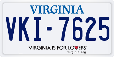 VA license plate VKI7625