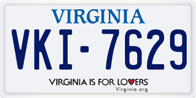 VA license plate VKI7629
