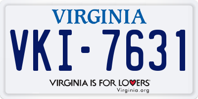 VA license plate VKI7631
