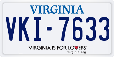 VA license plate VKI7633