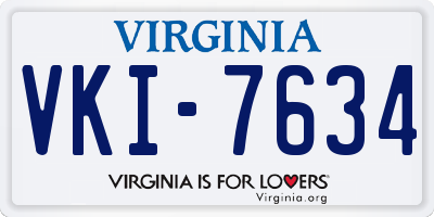 VA license plate VKI7634