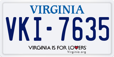 VA license plate VKI7635