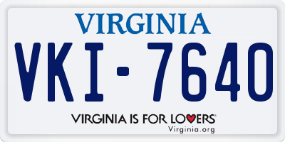 VA license plate VKI7640