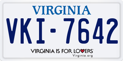 VA license plate VKI7642
