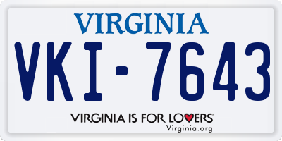 VA license plate VKI7643