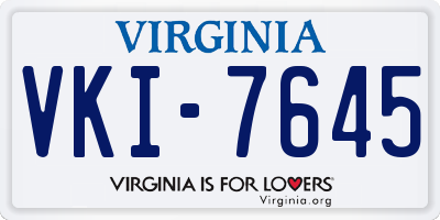 VA license plate VKI7645
