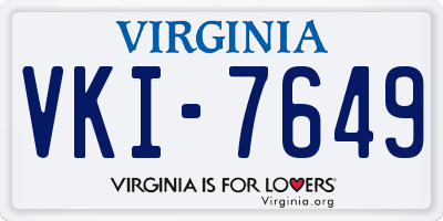 VA license plate VKI7649