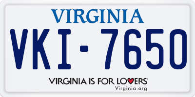 VA license plate VKI7650