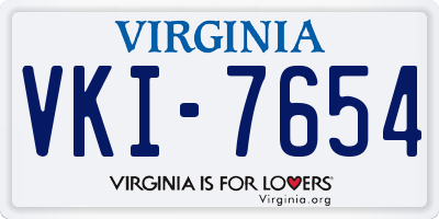 VA license plate VKI7654