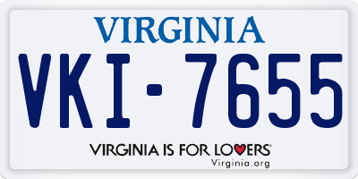 VA license plate VKI7655