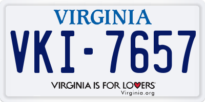 VA license plate VKI7657