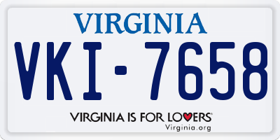 VA license plate VKI7658