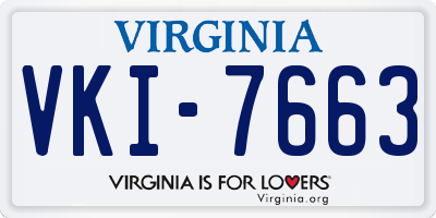 VA license plate VKI7663