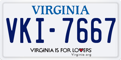 VA license plate VKI7667