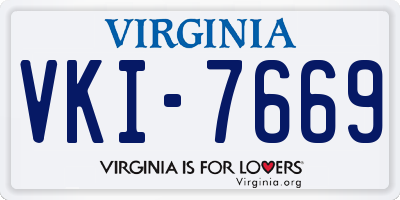VA license plate VKI7669