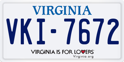VA license plate VKI7672
