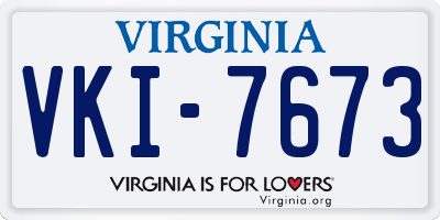 VA license plate VKI7673