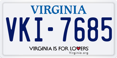 VA license plate VKI7685