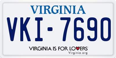 VA license plate VKI7690