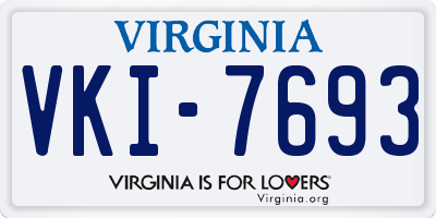 VA license plate VKI7693