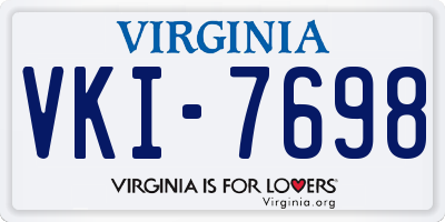 VA license plate VKI7698