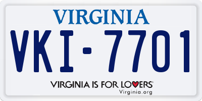 VA license plate VKI7701