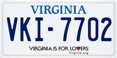 VA license plate VKI7702