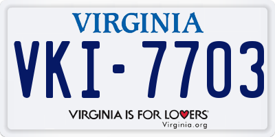 VA license plate VKI7703
