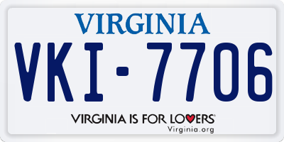VA license plate VKI7706