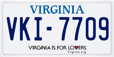 VA license plate VKI7709