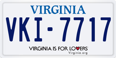 VA license plate VKI7717