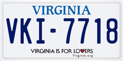 VA license plate VKI7718