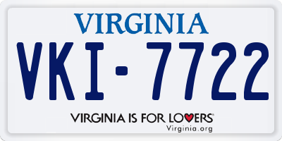 VA license plate VKI7722